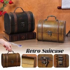 Retro Storage Holder Suitcase Wood Jewelry Box Treasure Desktop Organizer Props