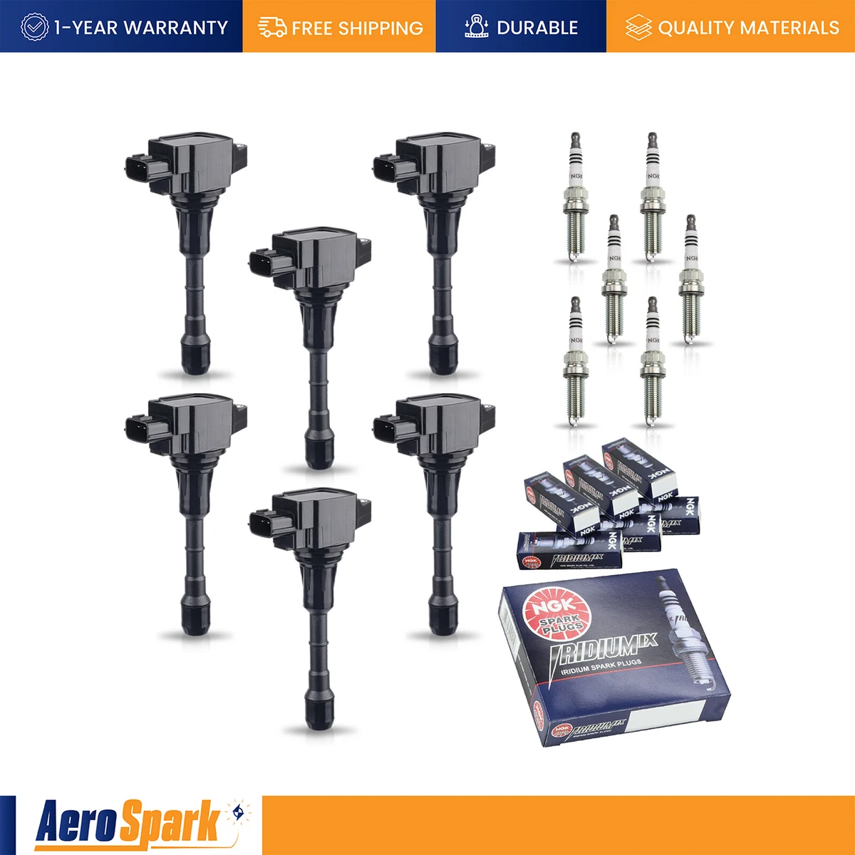 Set Of 6 UF550 Ignition Coils +6 Spark Plug Compatible With Infiniti G25 Nissan Maxima 3 5 V6