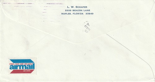 1993 USA cover sent from Fort Myers FL to Woking, Surrey UK - Picture 2 of 2
