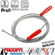 Rohr Reinigungs Spirale Notfall Abfluss Reiniger Verstopfungen 3.0 Meter x Ø 6mm