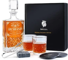 Kollea Birthday Gifts for Husband from Wife, Whiskey Decanter Set with Glasses &