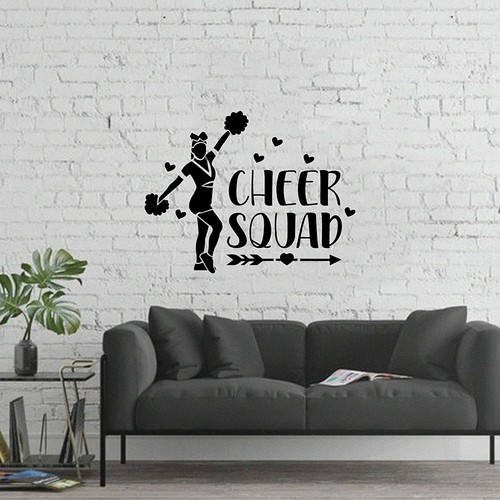 Cheer Squad Cheerleader Quote Vinyl Wall Art Sticker Home Room Gym Wall Decals - Picture 3 of 5