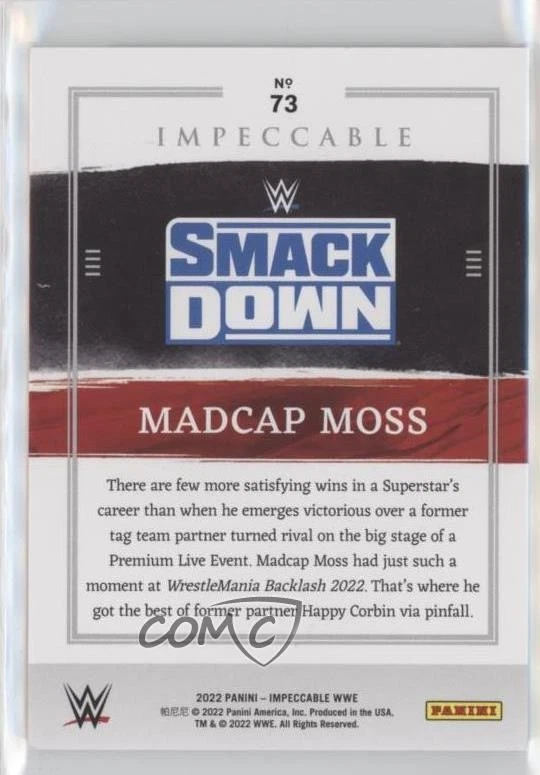 2022 Panini Impeccable WWE Silver /49 Madcap Moss #73 Rookie RC - Image 2 of 2