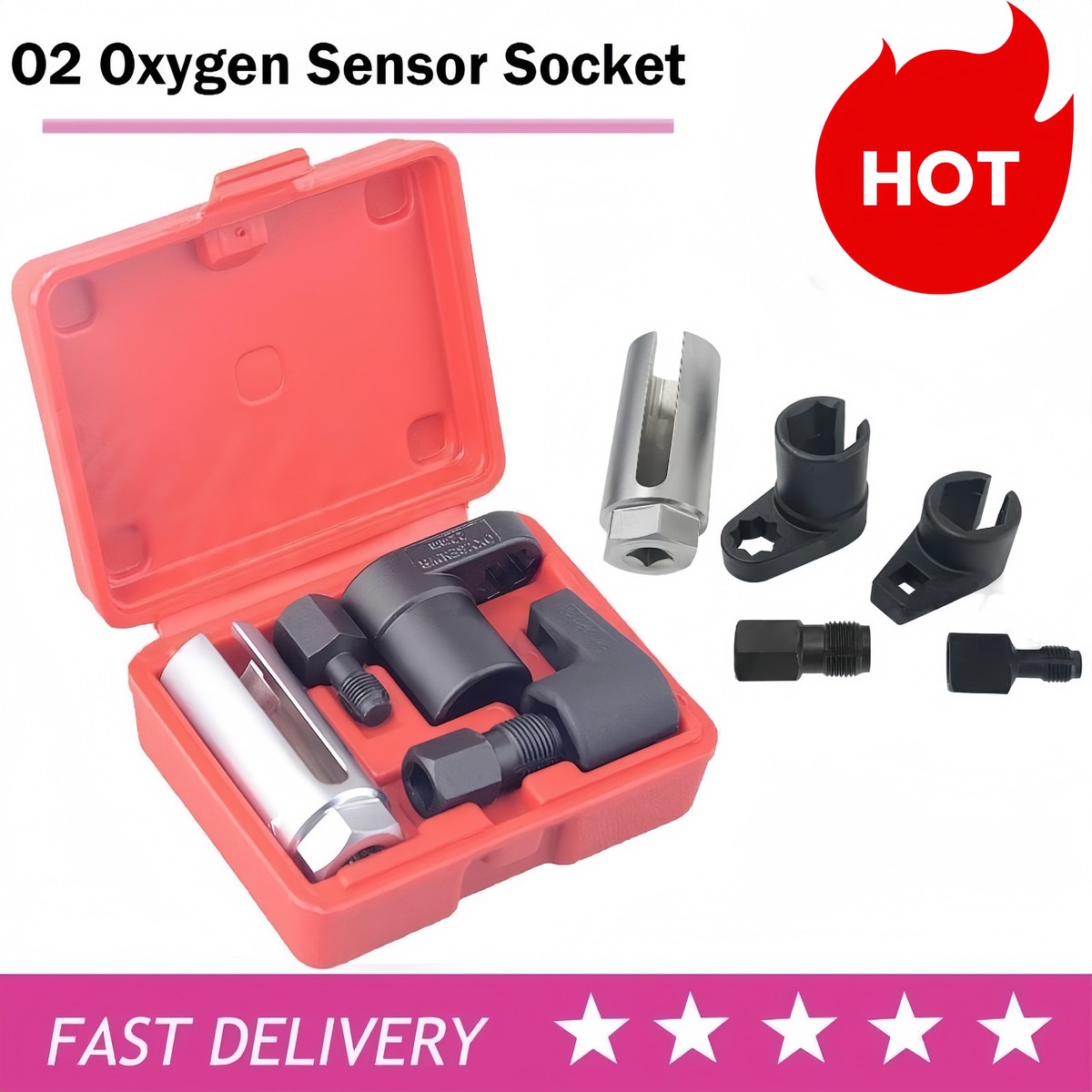 O2 Oxygen Sensor Socket Thread Chaser Set 5PCS O2 Sensor Wrench