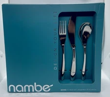 nambe Bend 45-Piece Flatware Set, 18/10 Mirror Stainless Steel Silverware