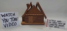 Vintage Wood Log Cabin Music Box Cigarette Dispenser Holder Roof Opens Japan ⬇️
