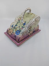 Hand Painted Cheese Keeper Plate W/Done Lid. Nice Condition. No Cracks. Vintage.