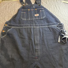 Round House 966 Denim Bib Overalls Men's Dark Wash Workwear Unknown Size