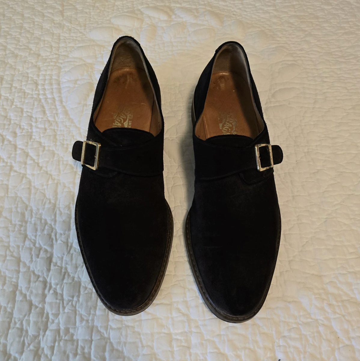 Salvatore Ferragamo Studio Black Suede single Monk Strap  display picture 1