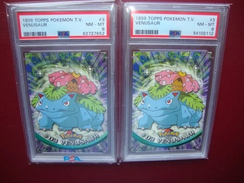 1999 TOPPS POKEMON TV Venusaur card # 3 blue logo 1st print PSA 8 Nm/Mint