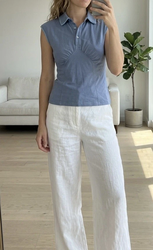 Essentiel Antwerp Top Polo Bleu M/38 Sans Manches Chic - Photo 3/4