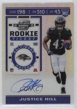 2019 Panini Contenders Optic Holo Prizm Rookie Ticket RPS Justice Hill Auto 8cp