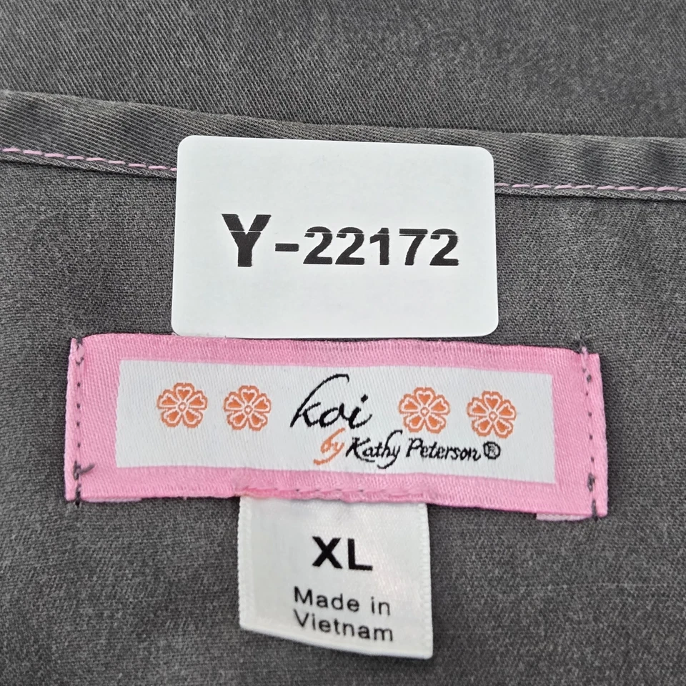 Blusa Médica Corta Koi By Kathy Peterson para Mujer XL Gris 173 Costuras en Contraste Foto 2 de 4