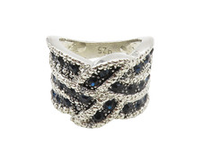 925 Sterling Silver Vintage Blue Topaz Shiny Band Ring Sz 7 RG13941