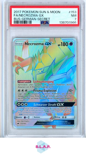 FA/NECROZMA GX BUS-GER-SECRET POKEMON SM BURNING SHADOWS 2017 153 PSA 7