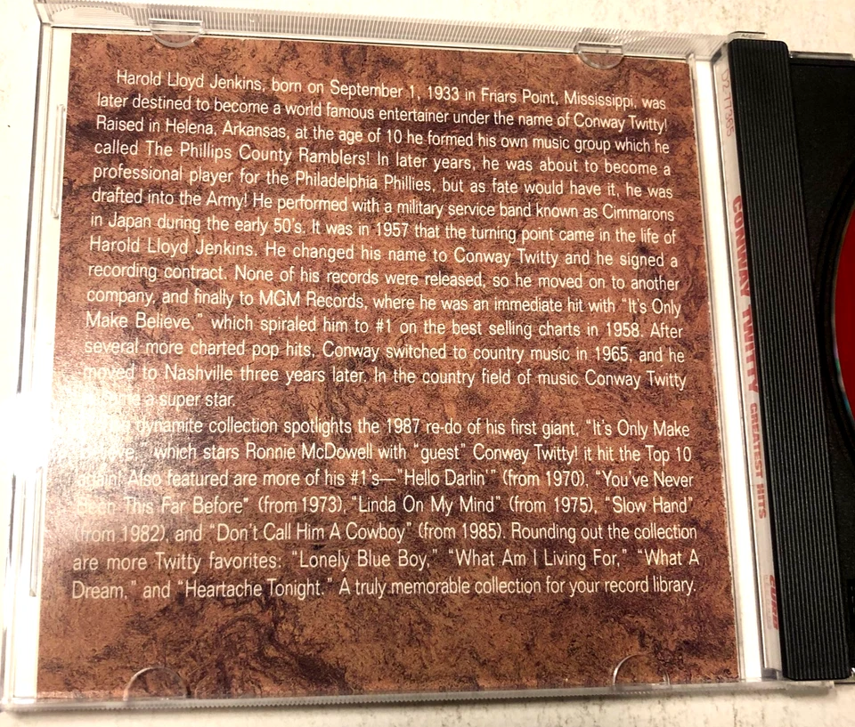 Conway Twitty Greatest Hits (CD 1991 Curb/Capitol) - Image 4 of 4