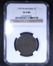 1797 Draped Bust Large Cent (Plain Edge) - 1c NGC FR02 - Tough Coin!