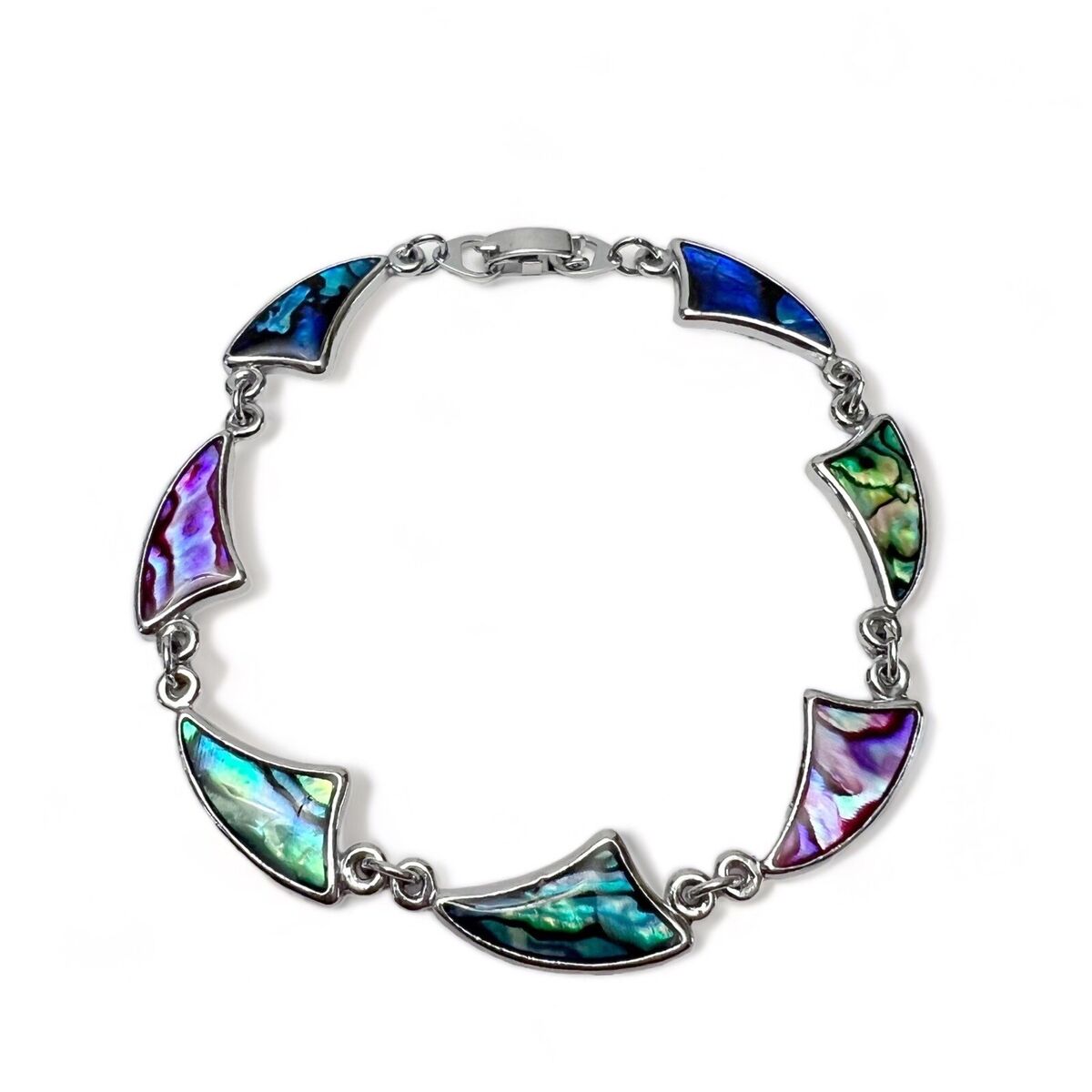 Vintage SJ Signed Multicolor Abalone Wave Link Bracelet Vintage SJ Signed Multicolor Abalone Wave Link Bracelet