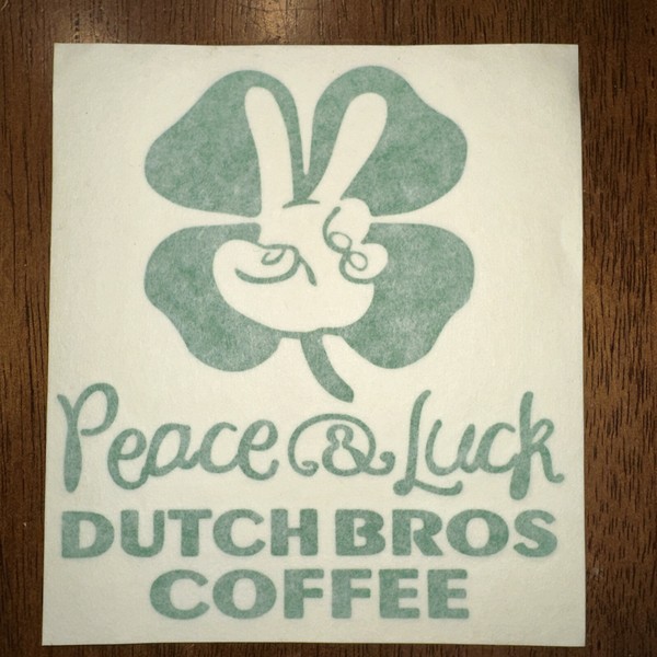 Calcomanía PEGATINA HOLANDESA BROS PAZ SUERTE TRÉBOL verde café raro difícil de encontrar DB diseño antiguo