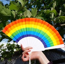 1pcs Foldable Rainbow Fan Hand Pride Fan Gay Pride LGBT Fans For Parties New