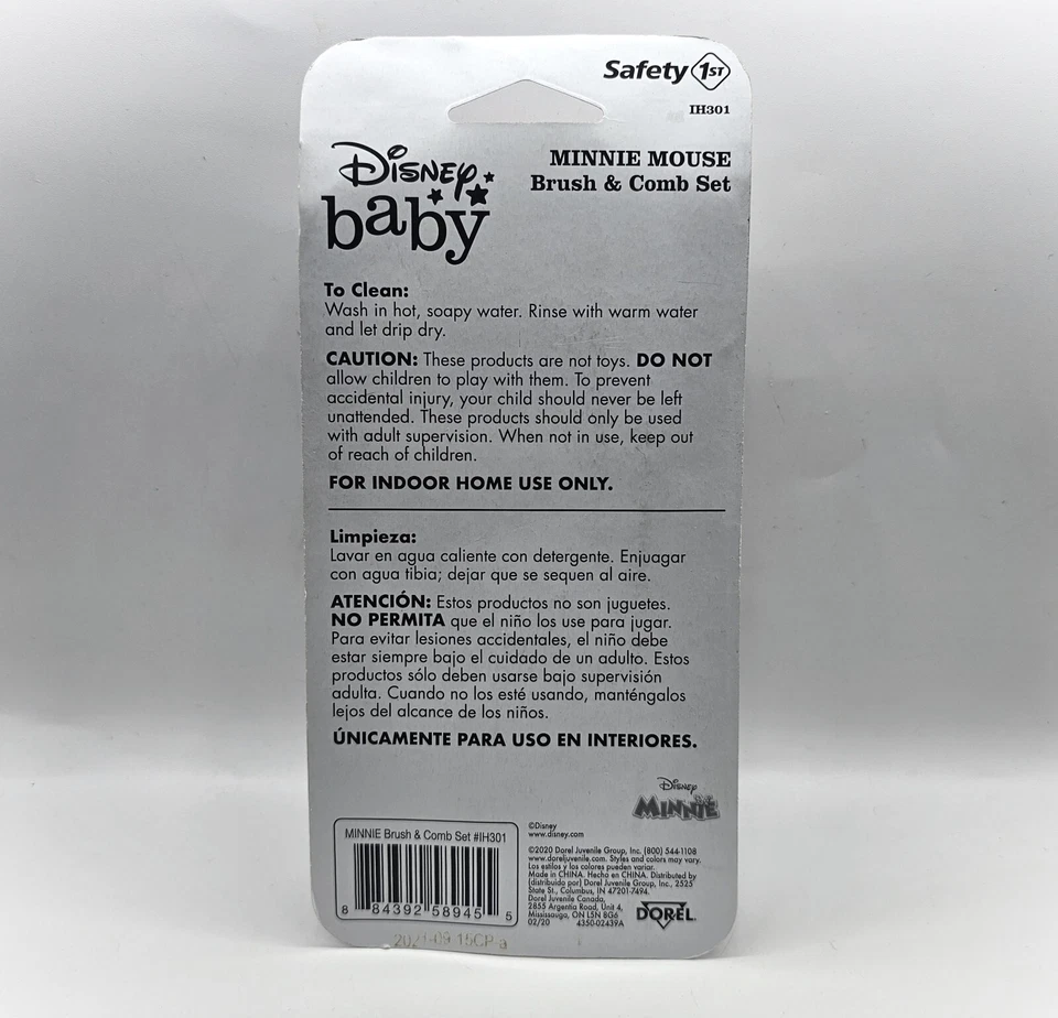 Disney Baby Minnie Mouse Easy Grasp Hair Brush & Pink Comb Set Safety 1st NEW - Image 2 of 2