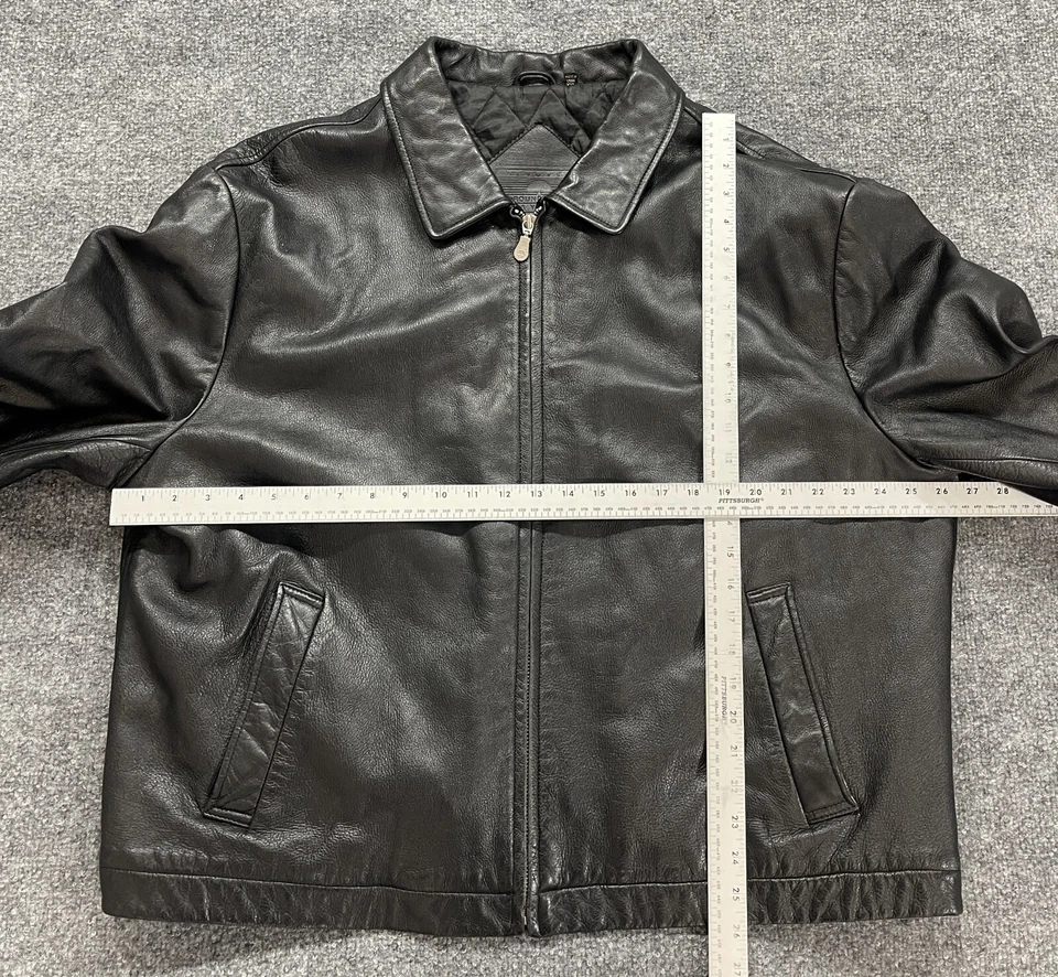 Roundtree & Yorke Leather Jacket Men's  2XL Black Quilted Lined Full Zip Jacket - Image 3 of 4