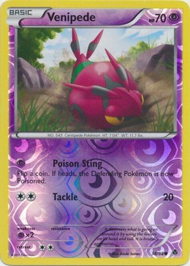 Pokemon - Venipede - 38/98 - Emerging Powers - Reverse Holo - NM/M