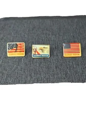 3 VTG CELEBRATE FREEDOM Pins - Eagle, US Flag, & Furled US Flag.. Pre-owned 