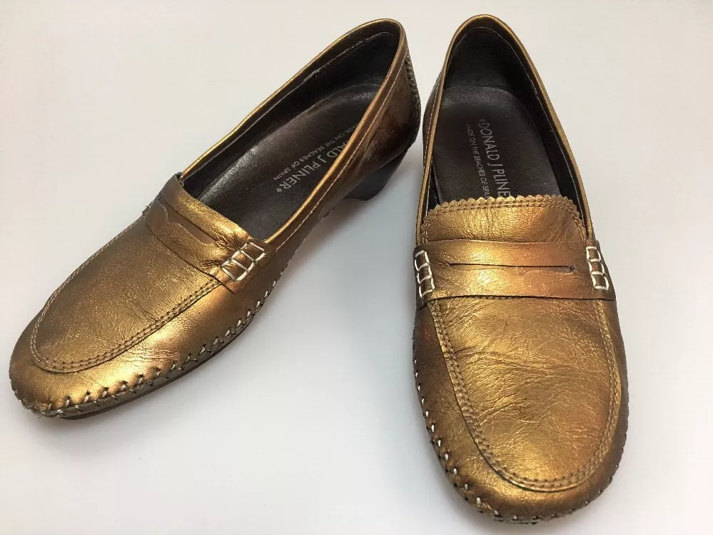 Donald J Pliner Slip On Shoes Size 7 N Petra Bronze Metallic Low Heel