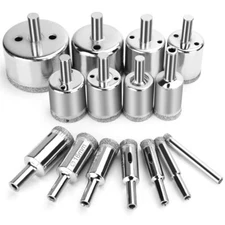 15pcs Diamond Hole Saw Drill Bit Set Glass Ceramic Tile Saw Cutting 6-50mm Tool