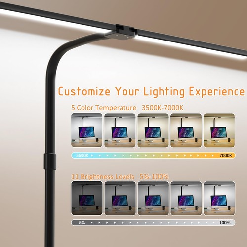LED Desk Lamp for Home Office- 24W Double Head Desk Light with clamp 5 Lighti... - Picture 3 of 6