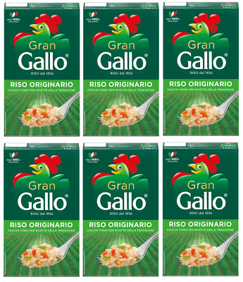 6x Gran Gallo Riso Originario,100% Italienischer Reis,Kochzeit 15  Minuten,1Kg