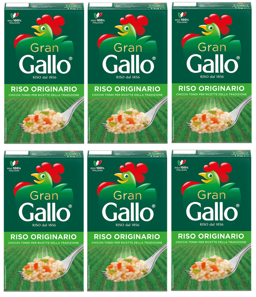 6X Gran Gallo Riso Originario,100% Italienischer Reis,Kochzeit 15 Minuten,1Kg-image