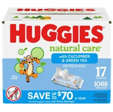 Huggies Natural Care Baby Wipes, Cucumber and Green Tea, 17 pk., 1088 Wipes