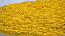 Dark Yellow Czech PRECIOSA  rocailles glass 11/0 seed beads, Hank/12 strands .