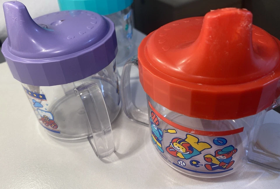 Lote de tazas Playtex vintage querubín sorbido años 90 osos deportivos transparentes RODEO RARO DIFÍCIL DE ENCONTRAR🤩🧸 Foto 2 de 4