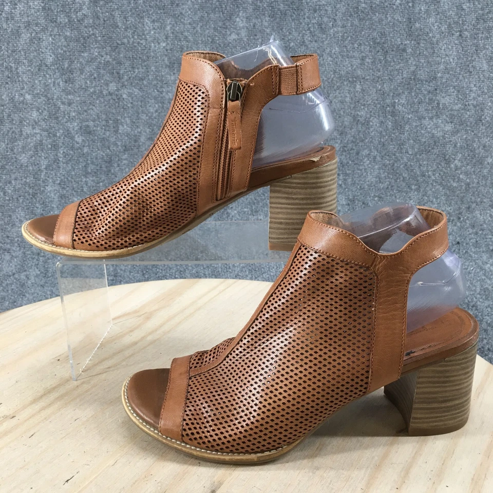 Tamaris Botas Mujer 41 Punta Abierta Botines Tacones Bloque Cuero Marrón Cremallera Foto 2 de 4