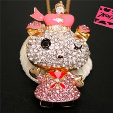 New Pink Rhinestone Lovely Hat Cartoon Puppy Dog Pendant Fashion Women Necklace
