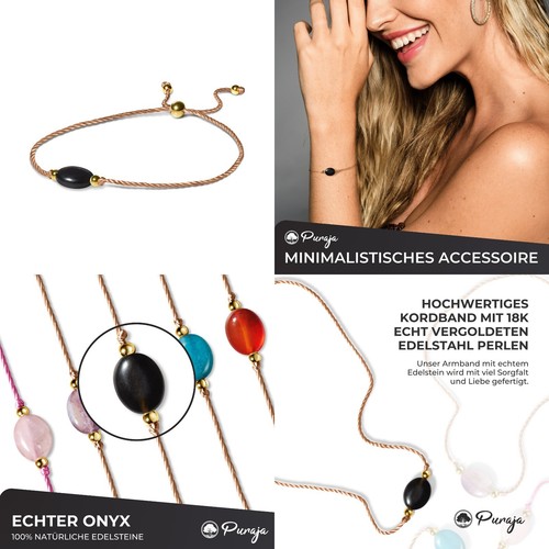 PURAJA Edelstein Armband Damen | Mit 18k echt vergoldeten Edelstahl Perlen - Bild 7 von 9