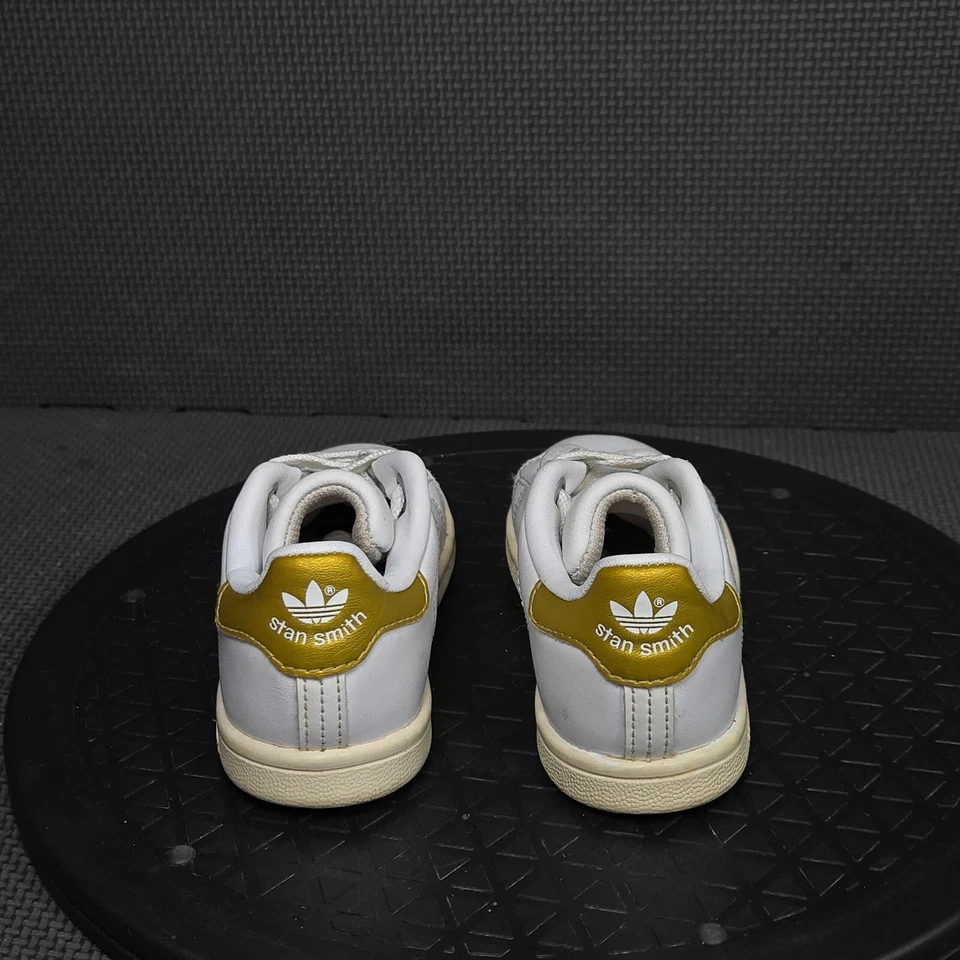 Adidas Stan Smith Shoes Toddler Sz 7 White Gold Trainers Sneakers - Image 4 of 4