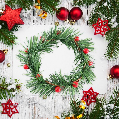 6PCS Christmas Berry Candle Rings Artificial Berries Tea Light Ring Made Of M