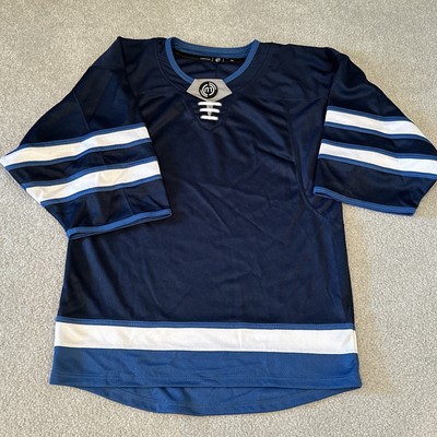 Winnipeg Jets Colors Blank Monkey Hockey Jersey Size Juniors Goal Cut GC Blue