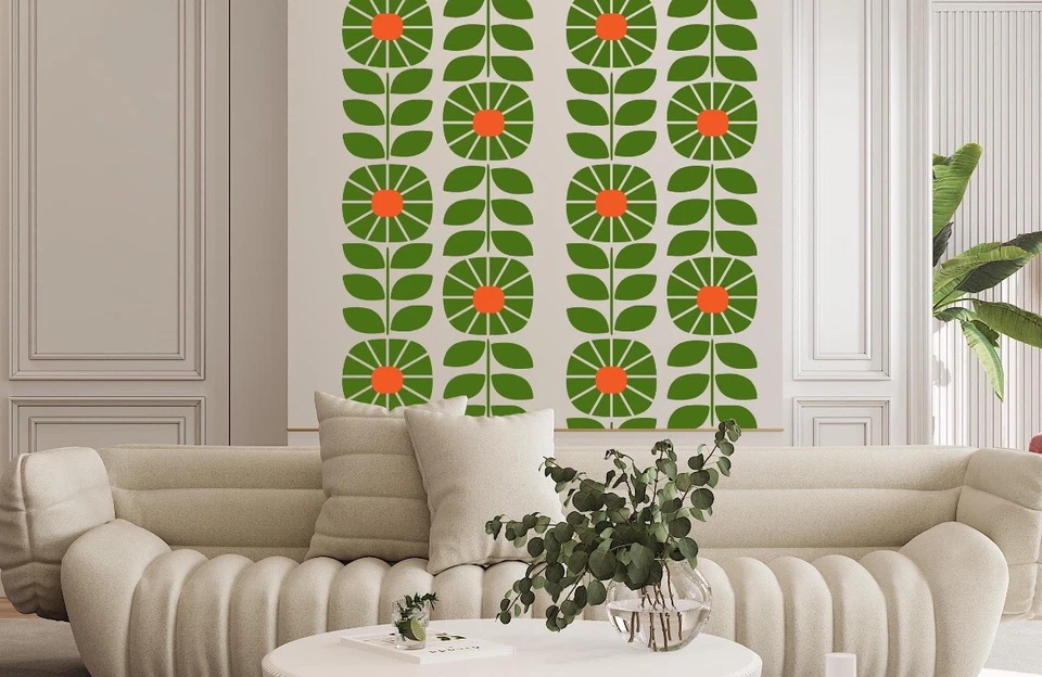 Mid Century Flowers Modern Sunday Wall Decal Vintage Modern Pero Stick 80 X22 - Image 2 of 4