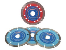 Faithfull 4 Piece 115mm Assorted Diamond Blade Set 3 x Concrete 1 x Tile / Multi