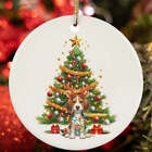 Cute American Foxhound Dog Reindeer Antler Christmas Ornament Gift Tree Decor