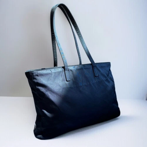 PRADA Shoulder Bag  Tote Bag Black Nylon Triangle Logo Authentic