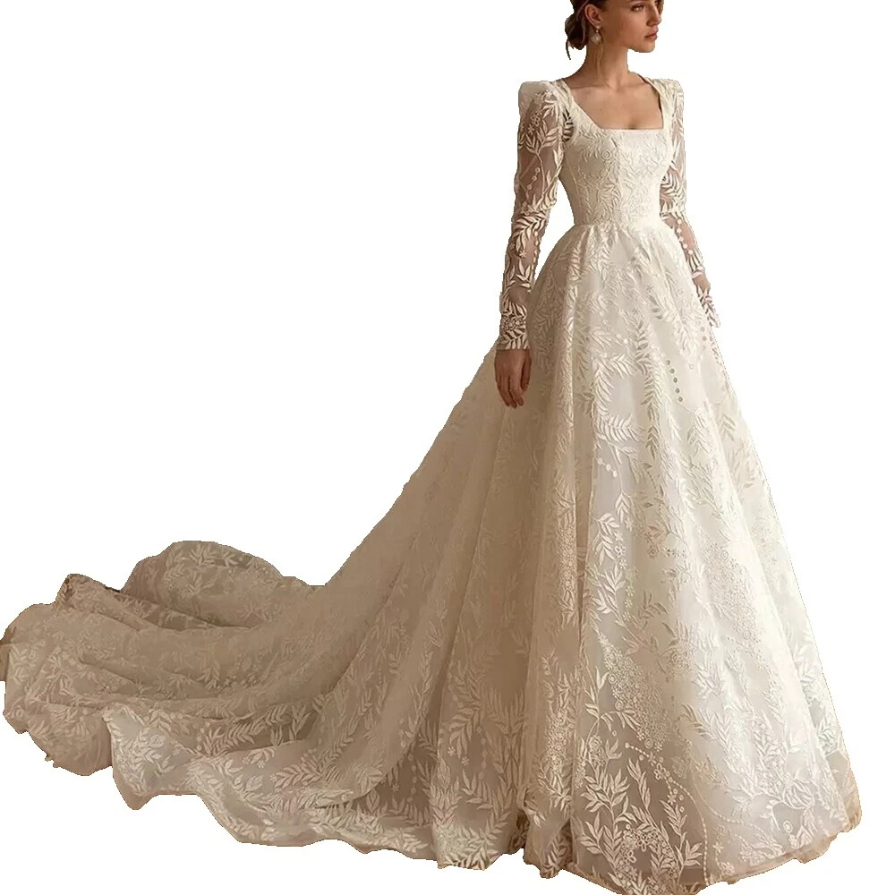 Organza Square Neck A-Line Wedding Dresses