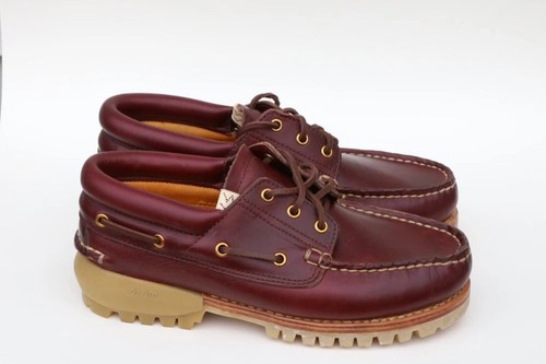 Visvim Wallace Deck Folk Boat Shoes Size US 9 in Dark Brown Burgundy Leather