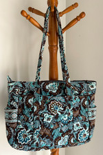 VERA BRADLEY BABY BAG DIAPER TOTE W/PAD JAVA BLUE RETIRED EXCELLENT