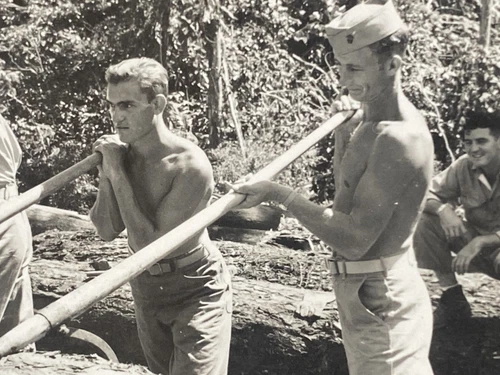 LOT OF 8 VTG WW2 SEMI NUDE HANDSOME SHIRTLESS MARINE LOGGING PHOTOS GAY MEN INT
